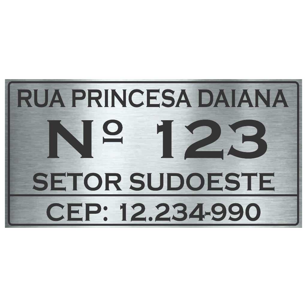 Placa 30x15cm Endereço Residencial Casa Lote Aço Inox