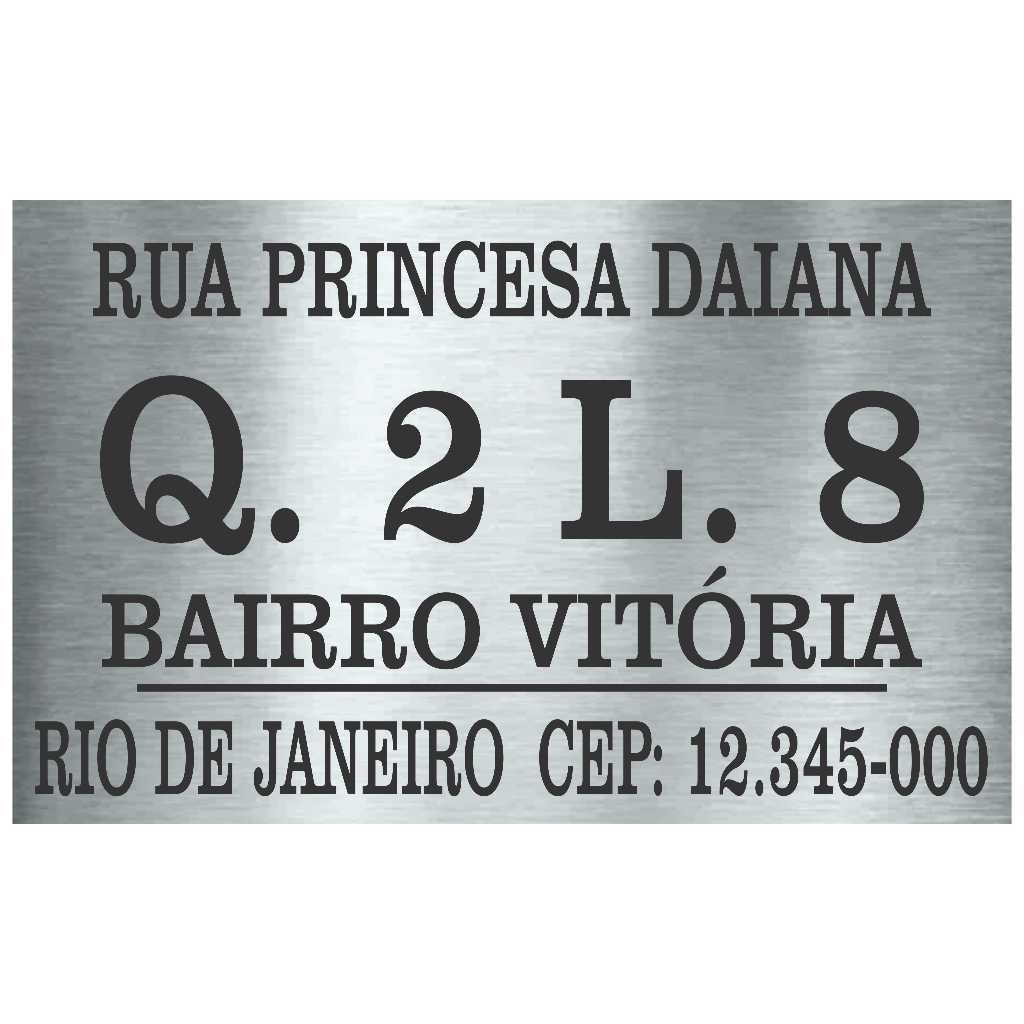 Placa 40x25cm Endereço Residencial Casa Lote Aço Inox