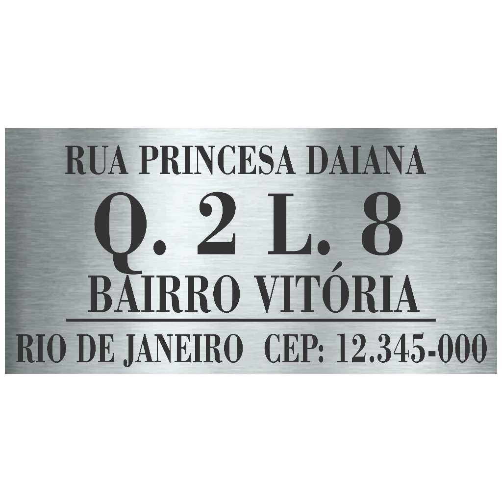 Placa 50x25cm Endereço Residencial Casa Lote Aço Inox