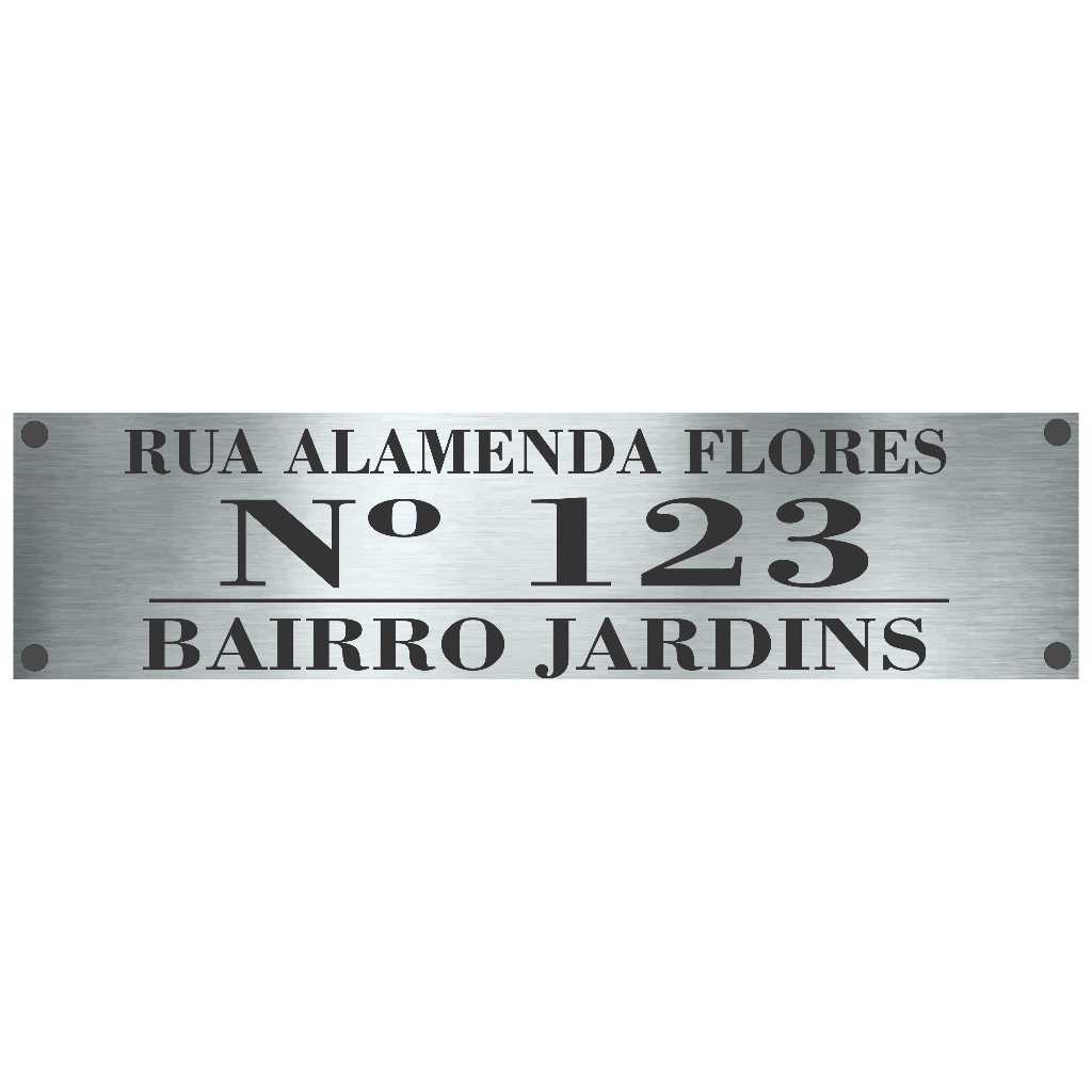 Placa 40x10cm Endereço Residencial Casa Lote Aço Inox