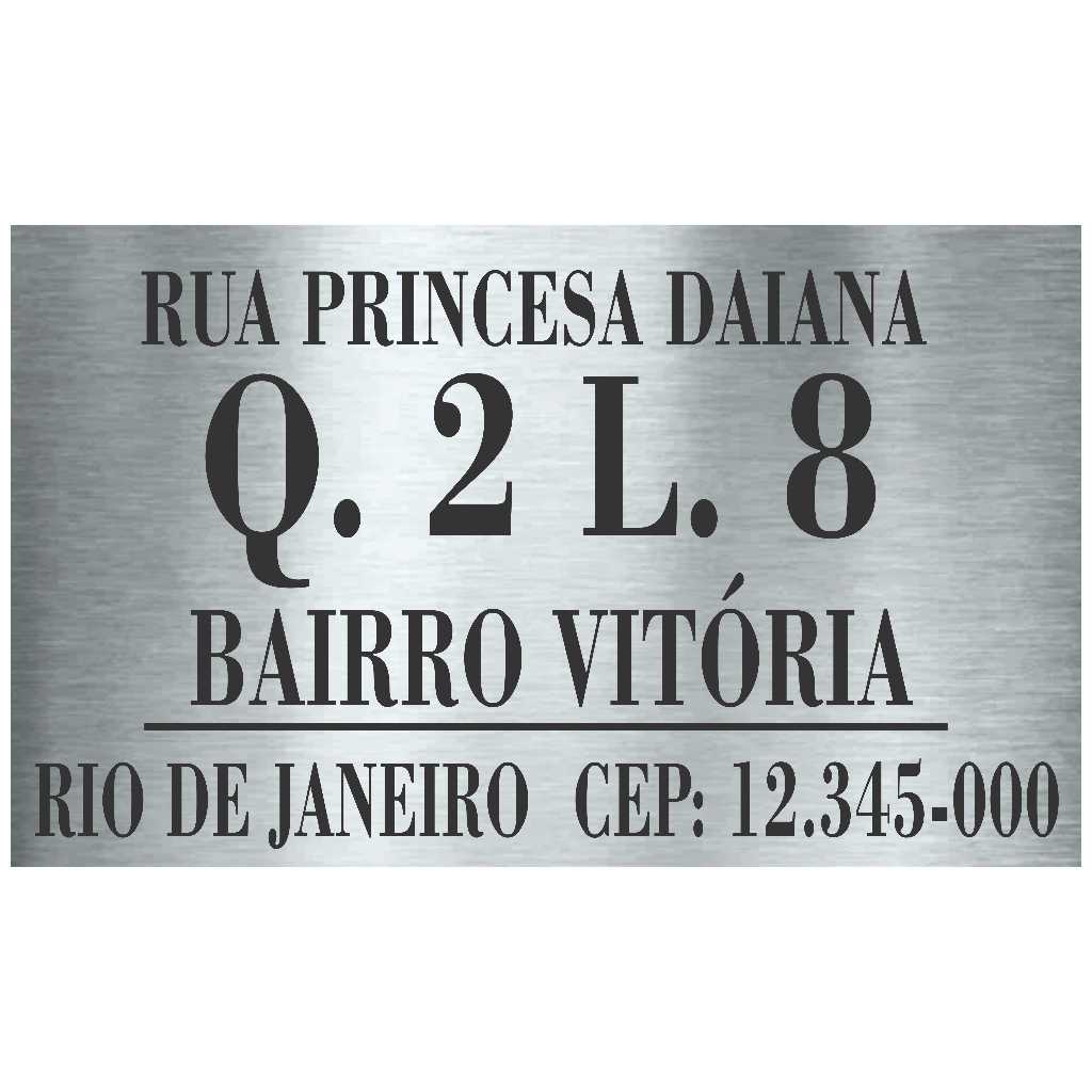 Placa 50x30cm Endereço Residencial Casa Lote Aço Inox