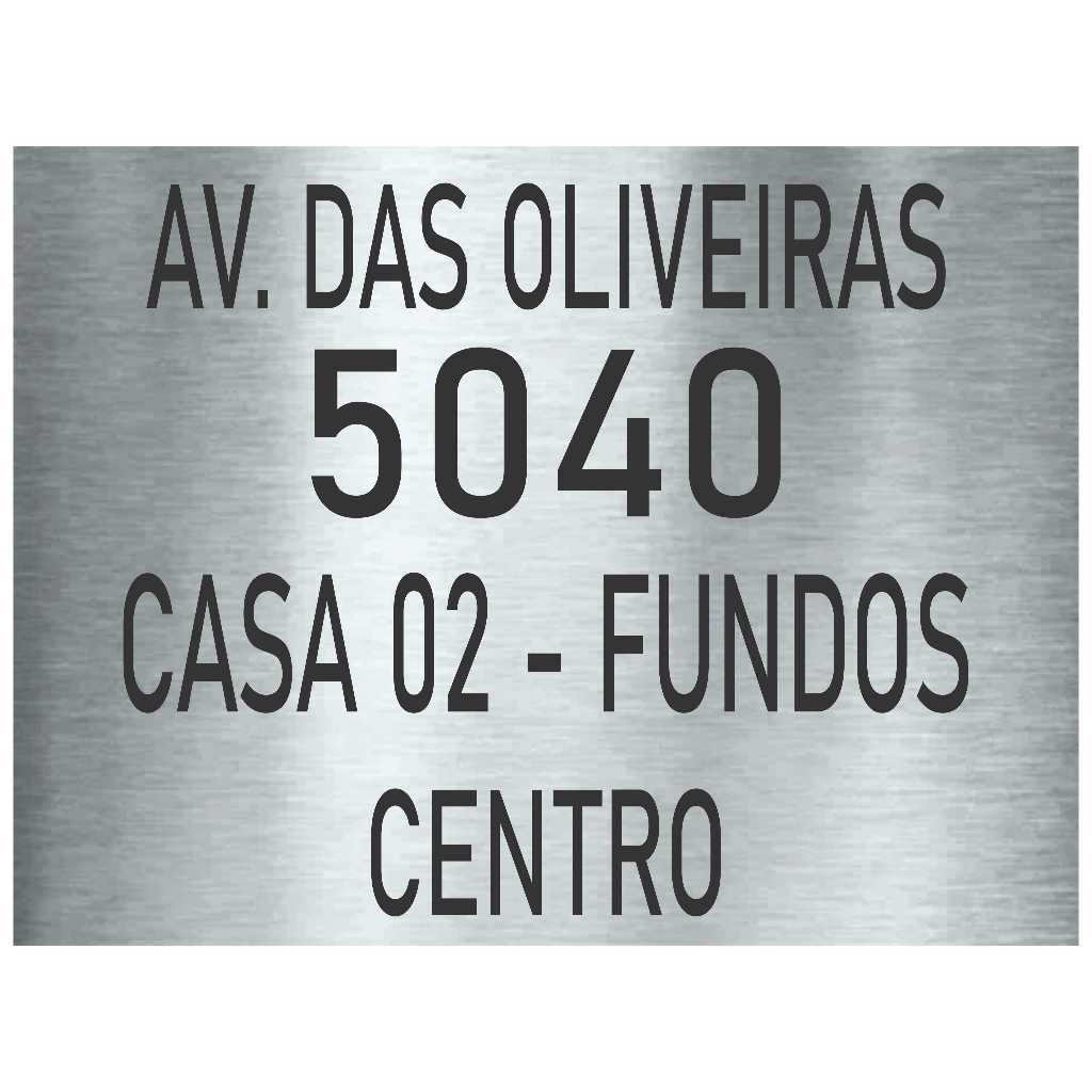 Placa 40x30cm Endereço Residencial Casa Lote Aço Inox