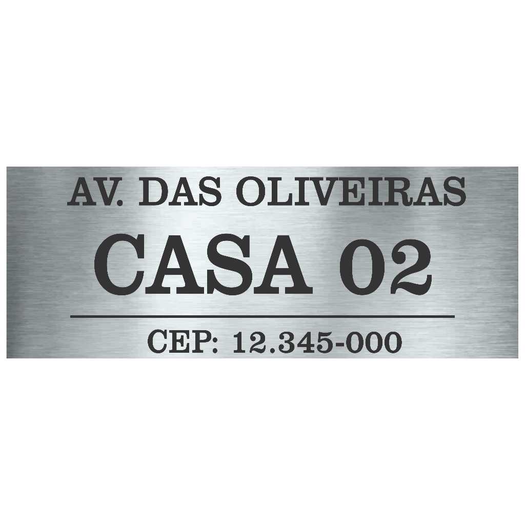 Placa 40x15cm Endereço Residencial Casa Lote Aço Inox