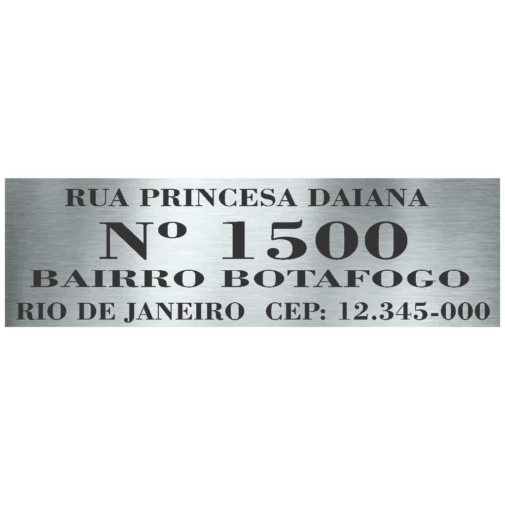 Placa 50x15cm Endereço Residencial Casa Lote Aço Inox