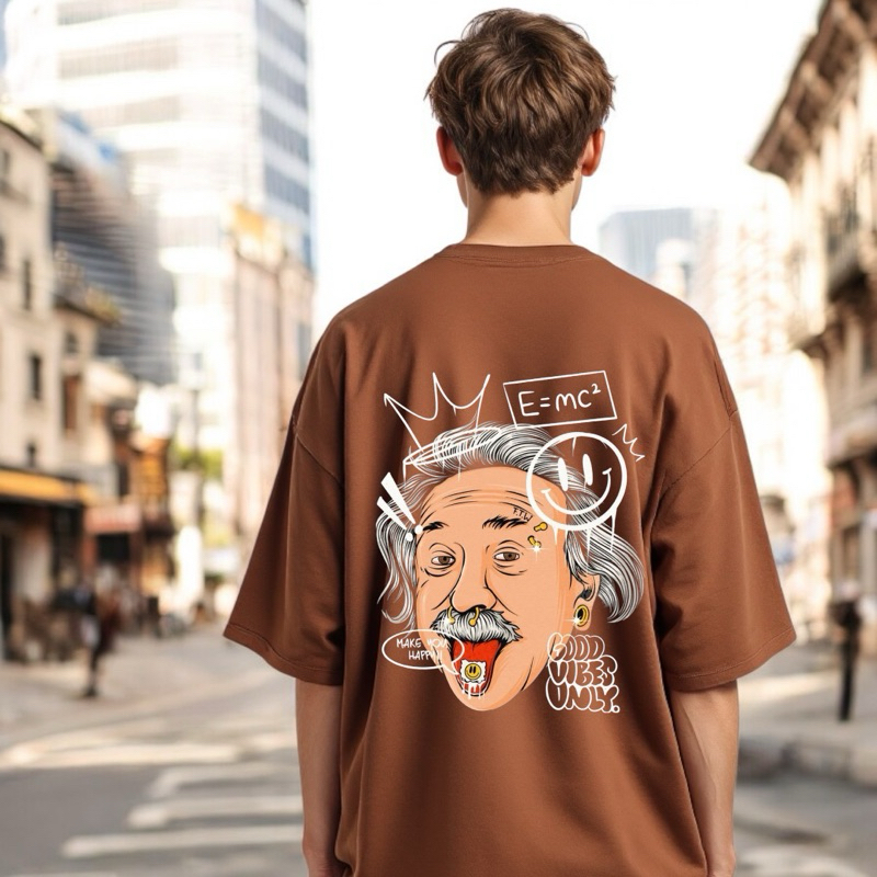 Camiseta Oversized Estampa Einsten Algodão Blusa Unissex Streetwear Camisetão