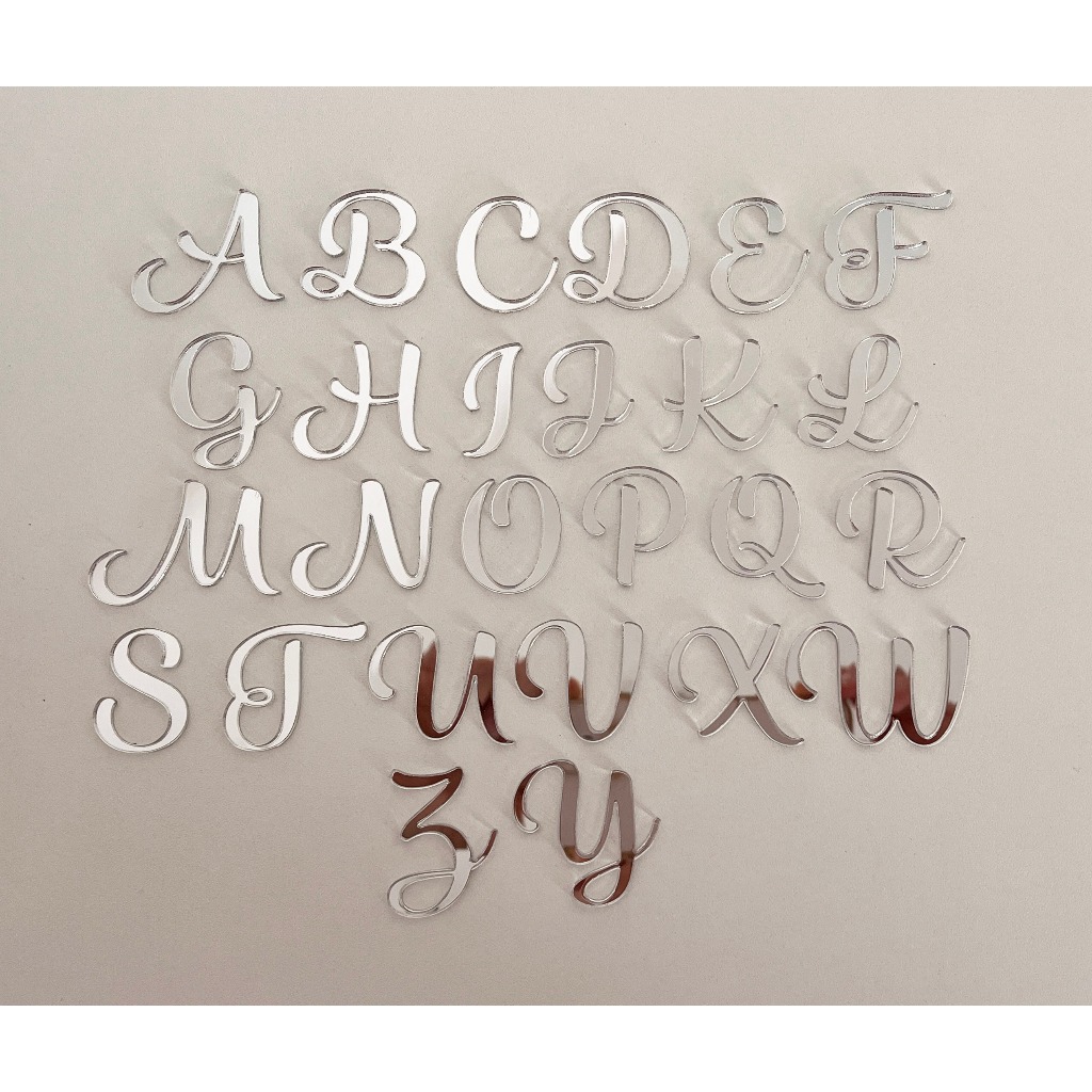 Aplique Letras Acrílico espelhado Prata (10 peças) em Oferta na Shopee