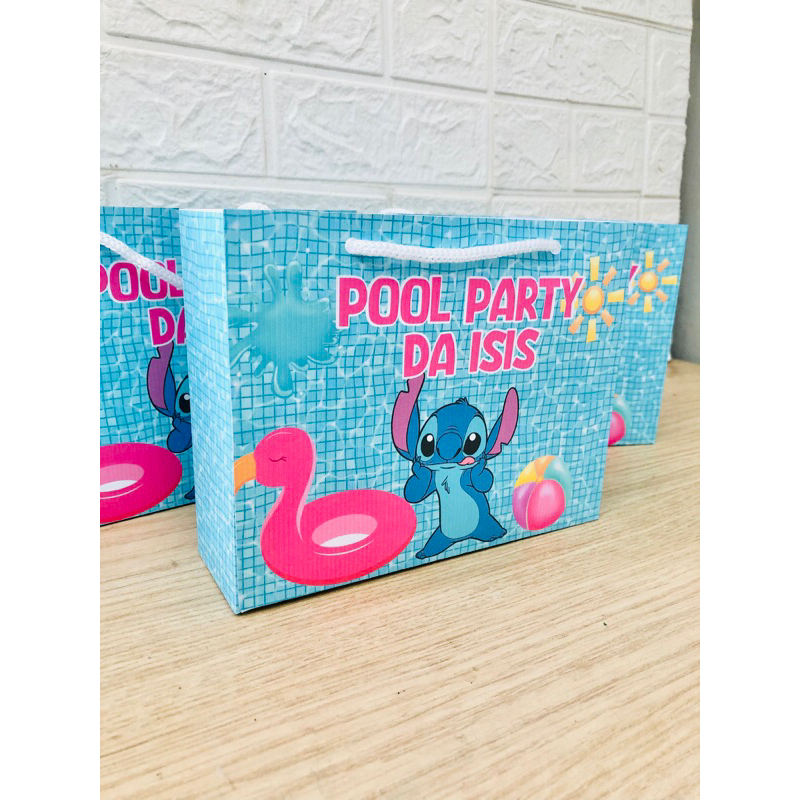 Sacolinha Surpresa Personalizada Pool Party Lilo Pegue e Monte| Lembrancinhas | Festil | Aniversário