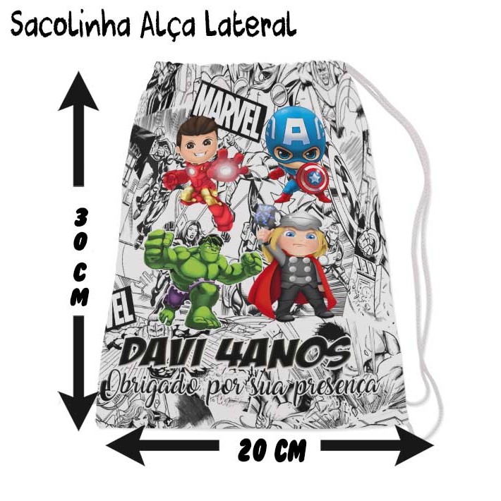Kit Mochilinha Sacolinha Mochila Saco Sacochila Saquinho Lembrancinha Brinde Aniversario Personalizadas Vingadores CUTE