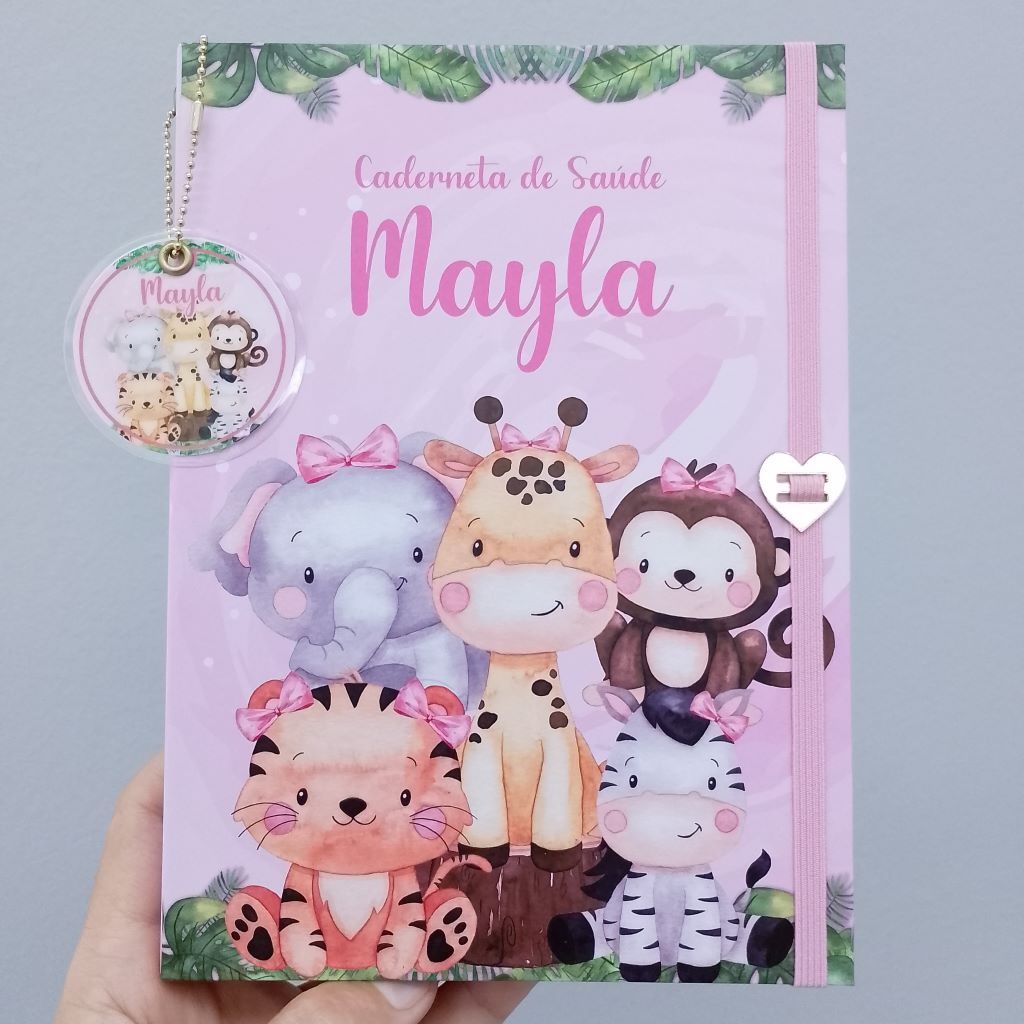 Capa para Caderneta de Vacinação - Safari Rosa  (Somente a Capa )