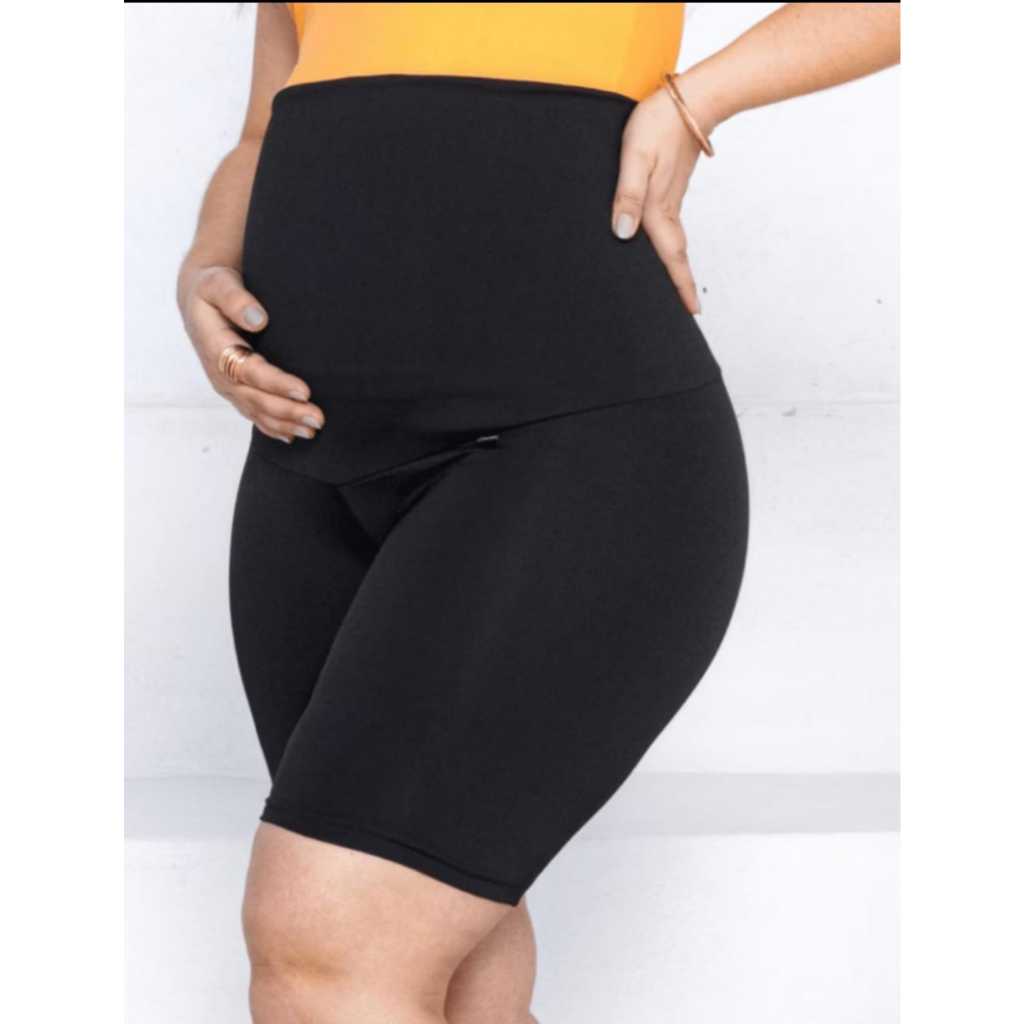Bermuda Gestante Maternidade Cos Alto Suporte para Barriga Suplex Conforto em Oferta na Shopee