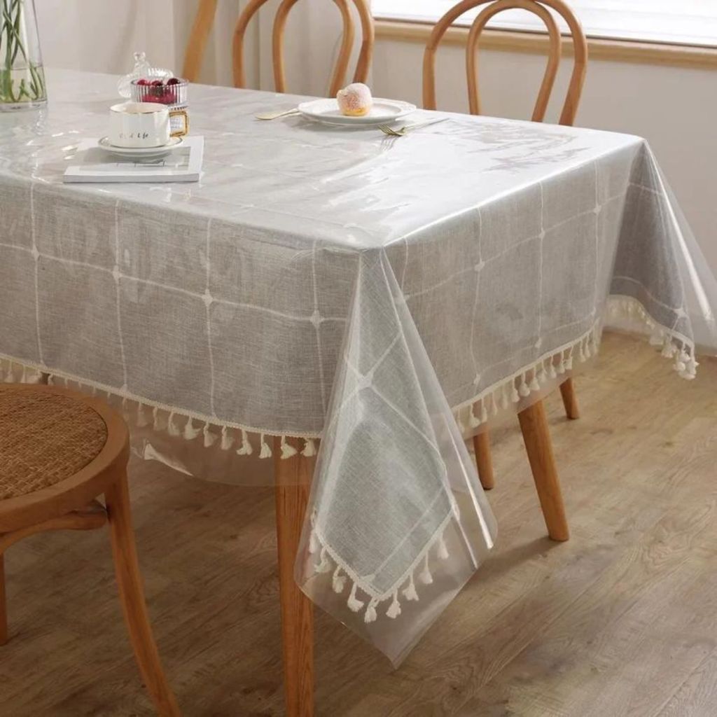 Plástico Toalha De Mesa Todos Os Tamanhos Transparente PVC Térmico Impermeável Decoração C...