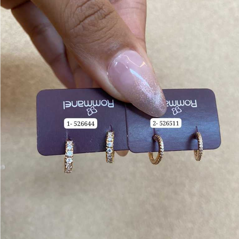 BRINCOS ARGOLA DA ROMANEL BANHADA A OURO COM ZIRCONIA " PEÇAS VENDIDAS SEPARADAS"