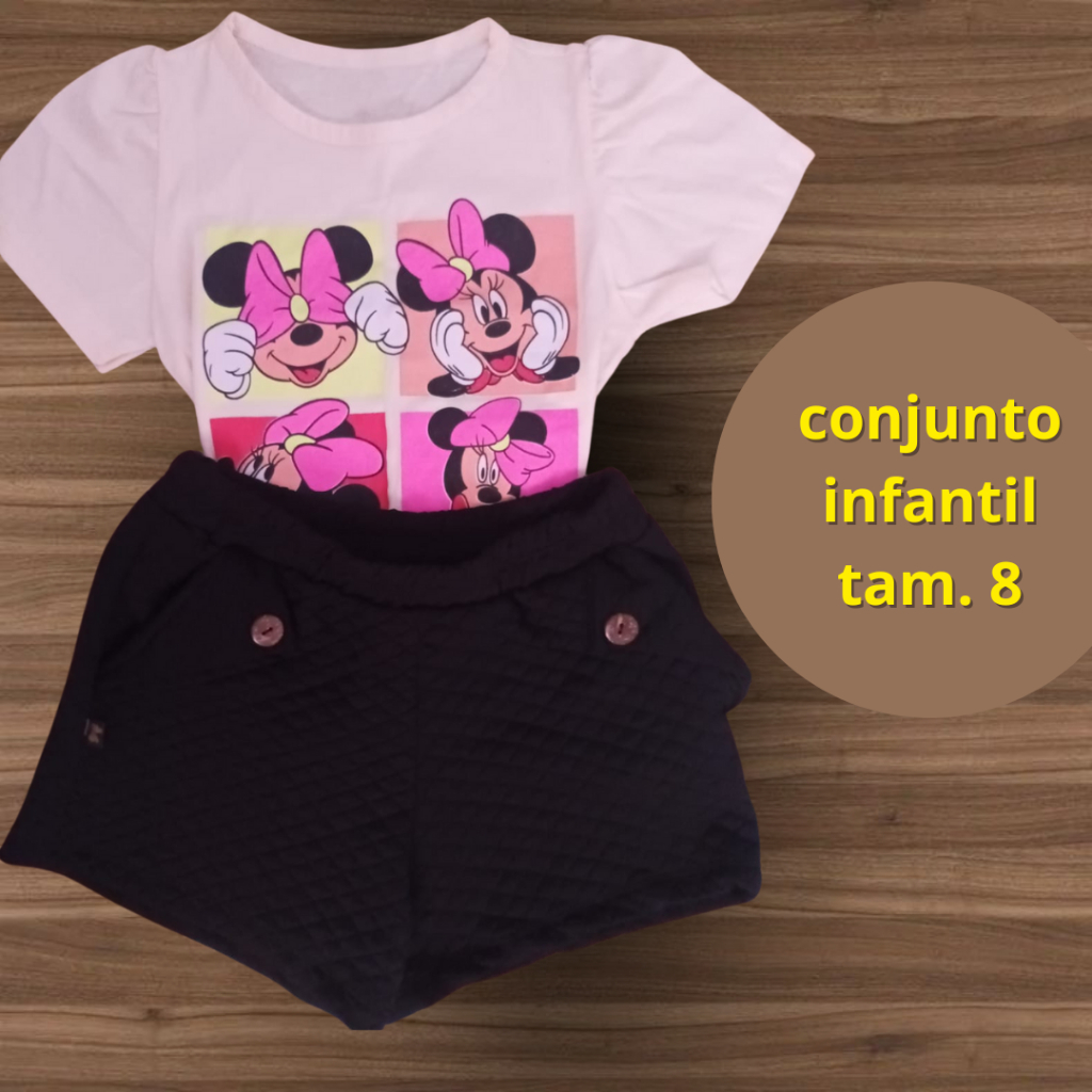 conjunto infantil feminino vários modelos disponíveis tamanho 8 shorts e blusa infantil