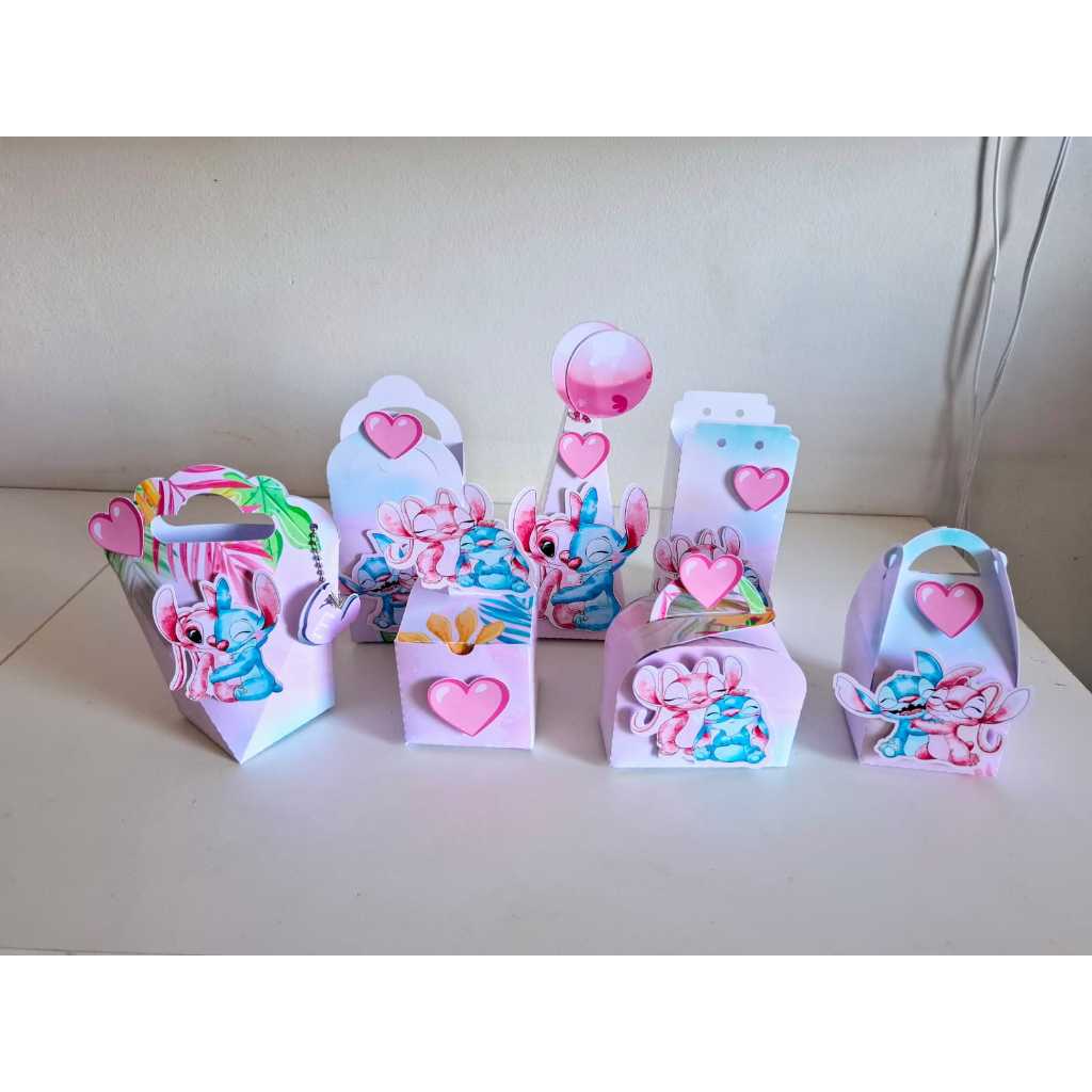 kit festa personalizado Angel e Stitch caixinhas Angel e Stich Lembrancinha personalizada Angel e Stitch