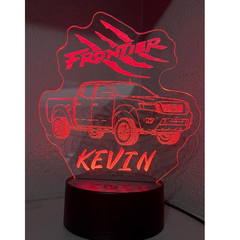 Luminaria Nissan Frontier personalizada para quarto  em acrilico de 3mm com base de led RGB