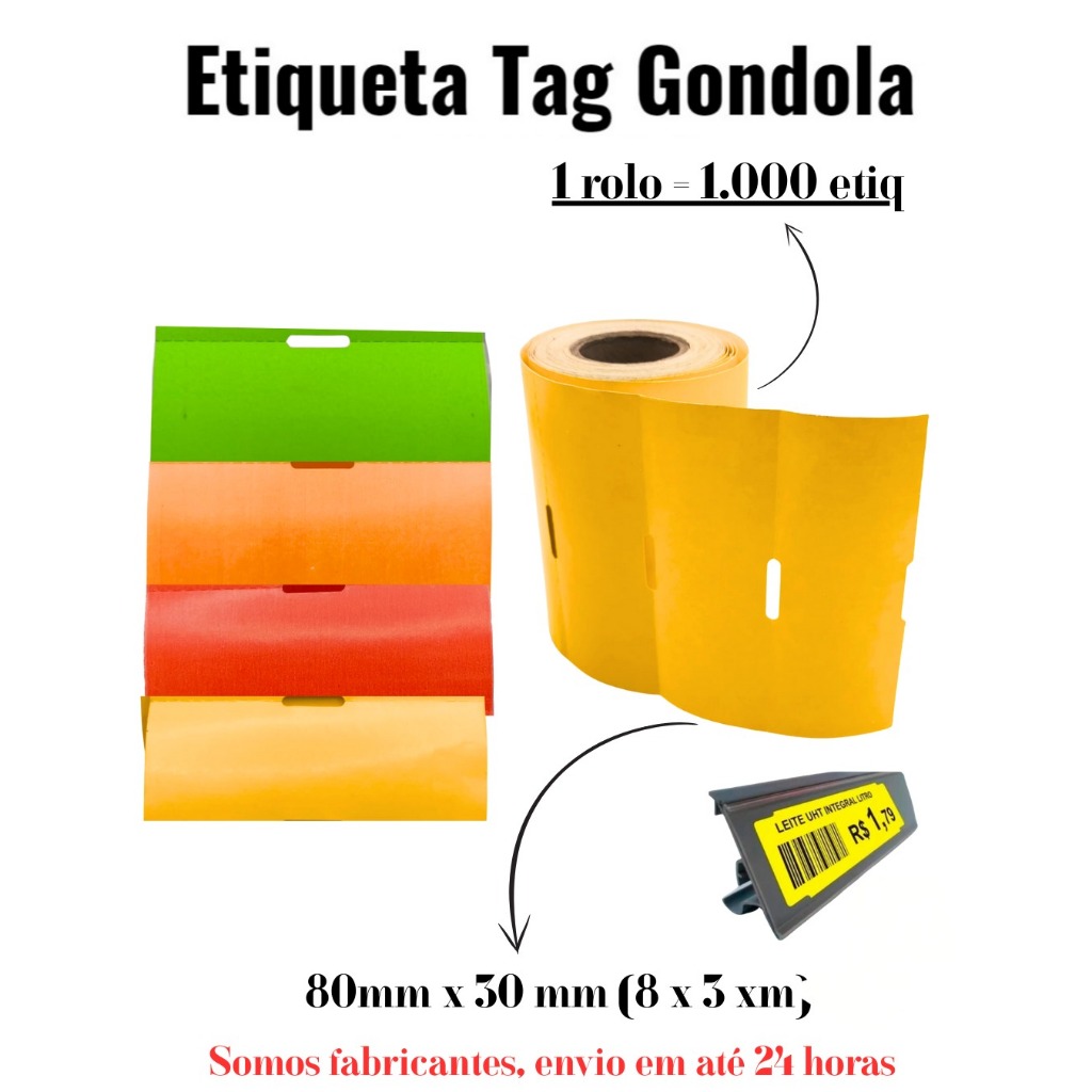 Etiquetas Modelo Gôndola 80x30mm Com Variações De Cores Ideal Para Precificar Produtos