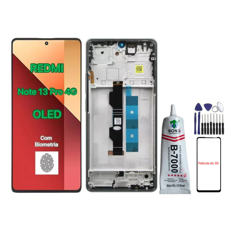 Tela Touch Display Lcd Redmi Note 13 Pro 4g Oled Com Biometria Sem Aro / Com Ar