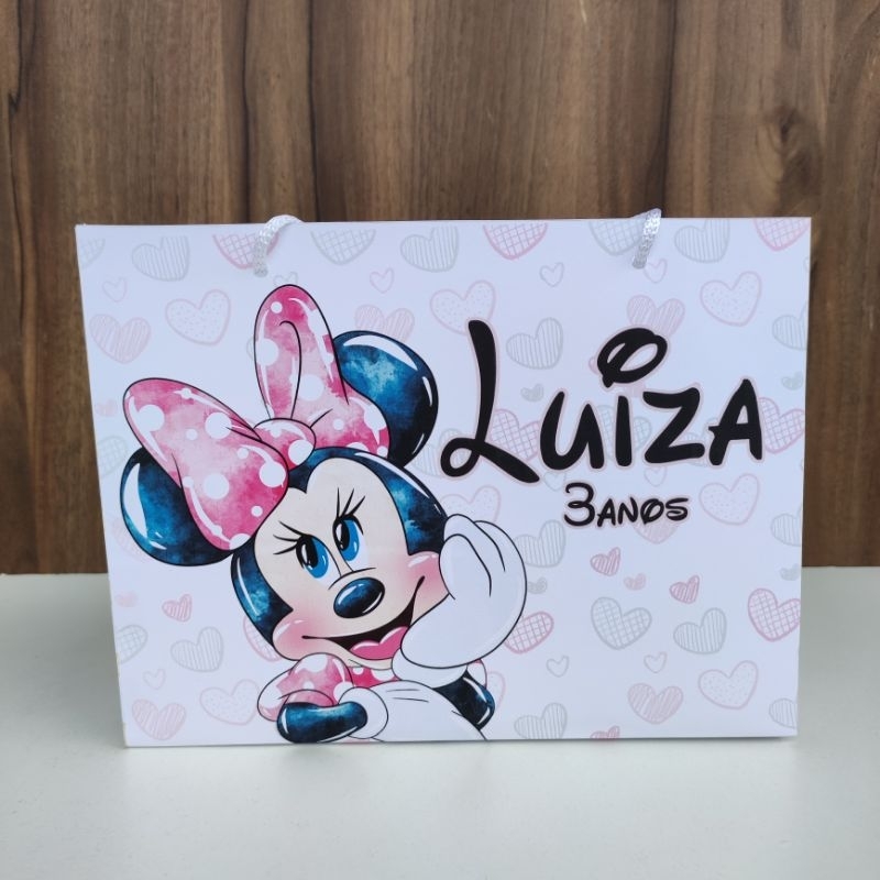 Sacolinha Personalizada Minnie aquarela rosa - Pegue e Monte em Oferta na Shopee