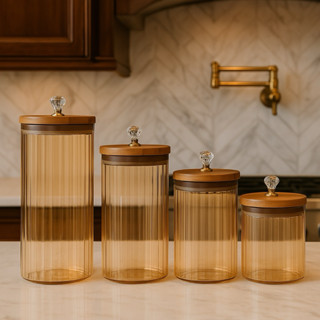 Porta Mantimento de Vidro Canelado Âmbar Luxo - Vencedor em Oferta na Shopee