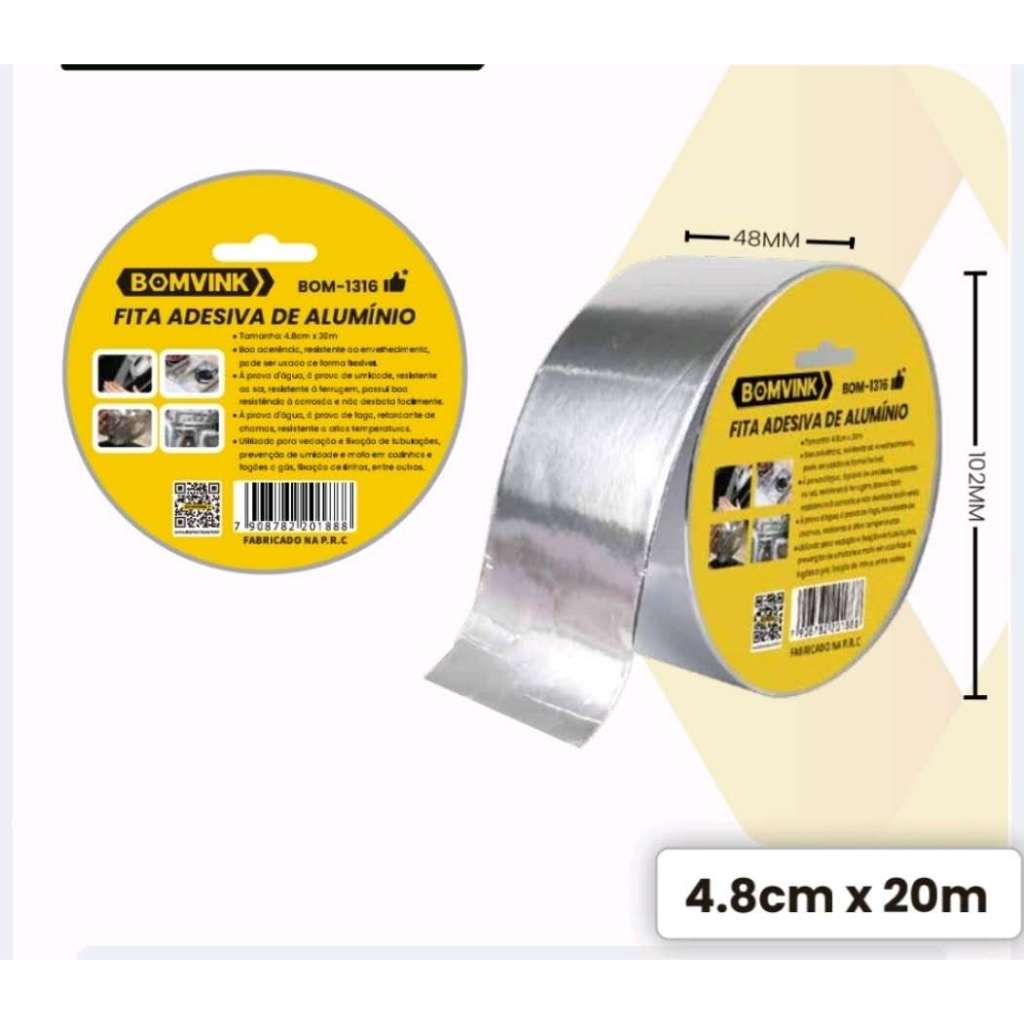 Fita Adesiva de Alumínio Resistente e a Prova D'água