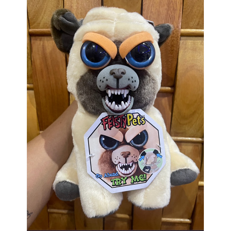 Pelúcia Feisty pets Pug coleção colecionador brinquedo muda a cara
