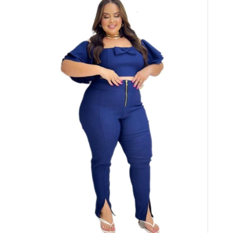 CONJUNTO PLUS SIZE FEMININO COM LAYCRA EMPINA BUMBUM TAM 48/50/52/54