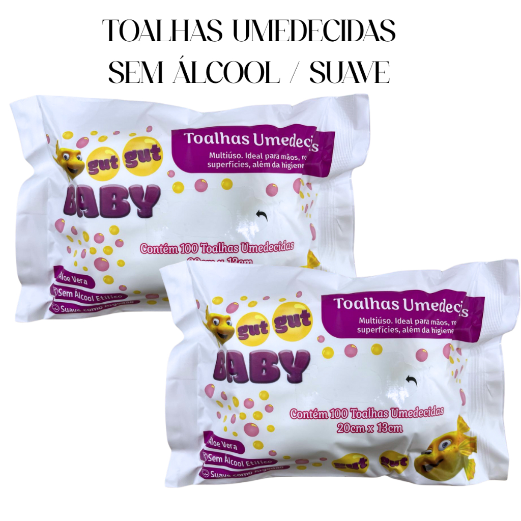 kit com 2 pacotes Toalha Umedecida Gut Gut Baby 200 unidades bebê