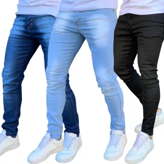 KIT calças jeans masculina com lycra estica muito linha premium promoção envio imediato NF
