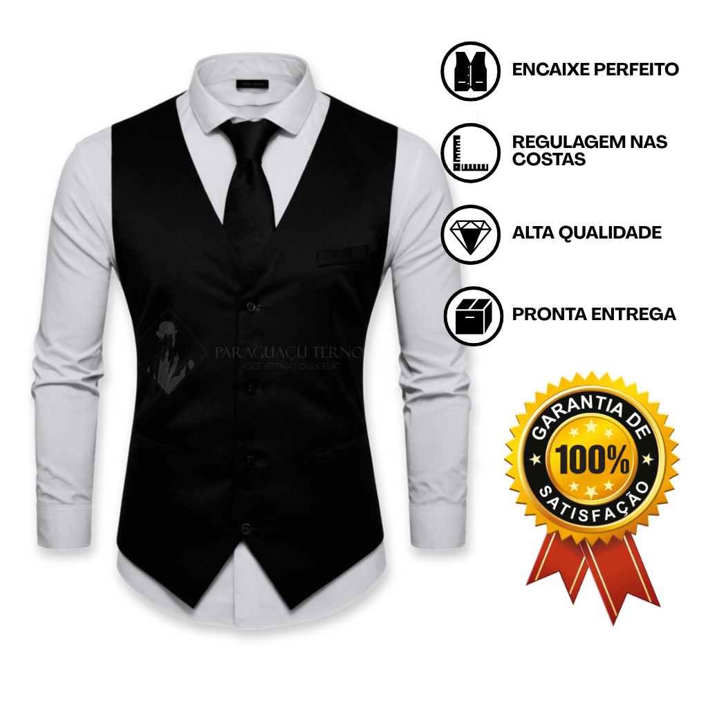 Colete Social Slim Masculino | Corte Italiano | Alta Qualidade + Ajuste nas Costas + Pronta Entrega