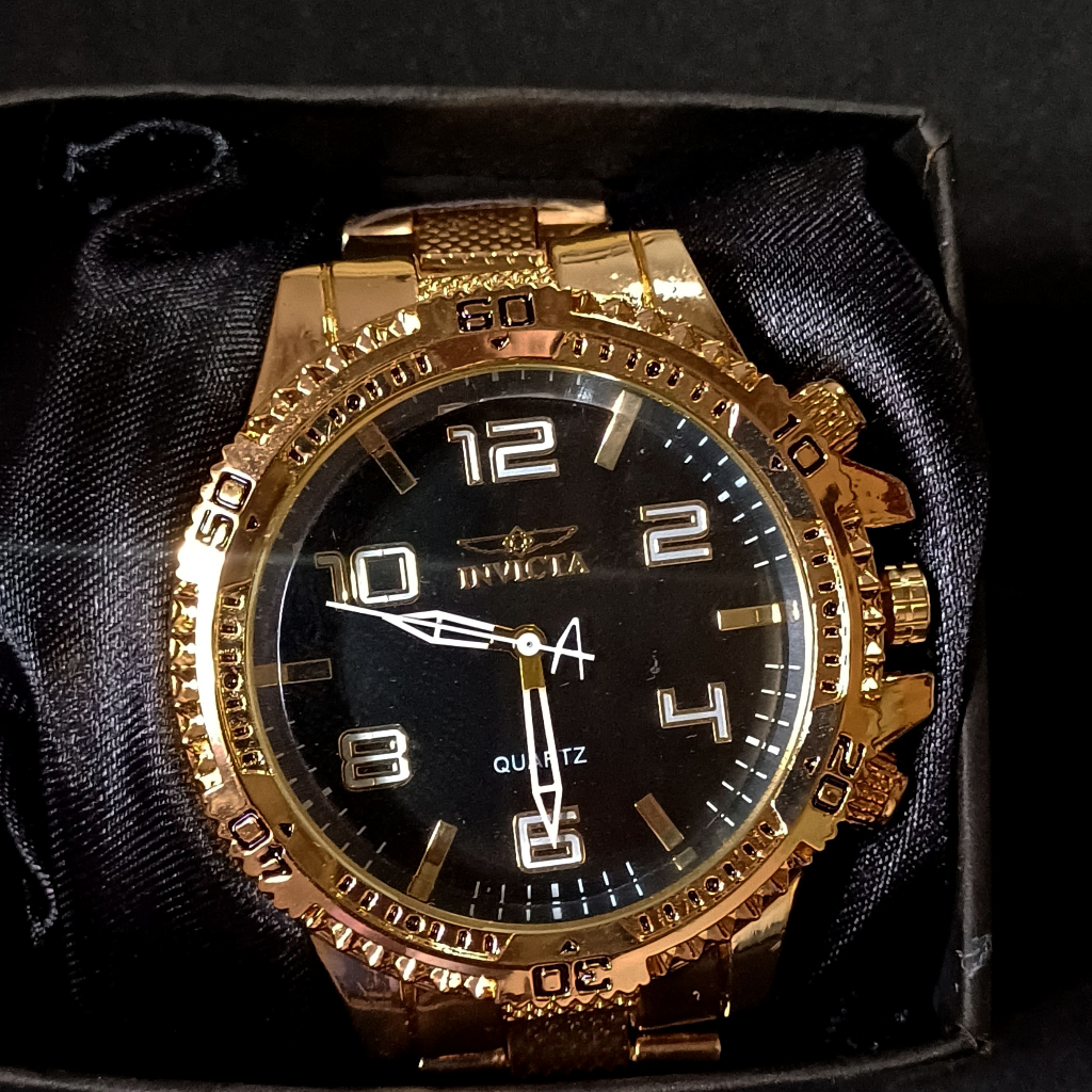 relogio analogico masculino dourado