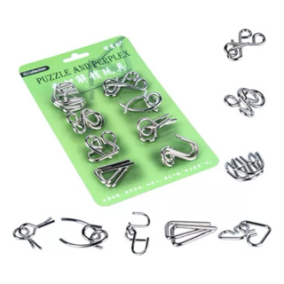 kit quebra cabeça puzzle metal com 8 pecas em Oferta na Shopee