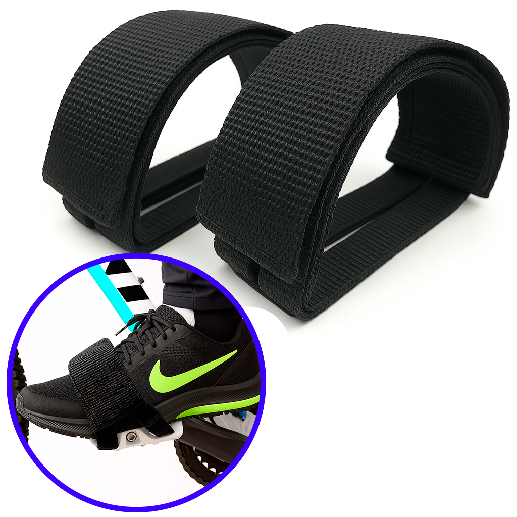 Par Firma Pé Para Pedal De Bike Bicicleta Fixa Gear Strap Skid Correia Nylon Regulável