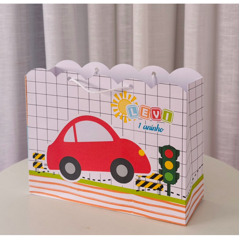 Sacolinha Personalizada carrinhos ( PEGUE E MONTE ) - festa - lembrancinha - aniversário