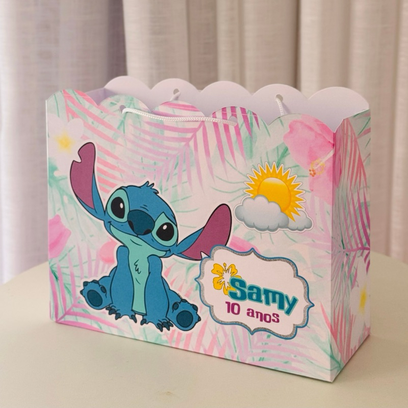 Sacolinha Personalizada stitch ( PEGUE E MONTE ) - festa - aniversário - lembrancinha - sacolinha Personalizada