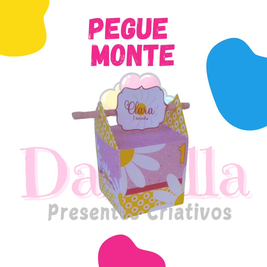 10 Caixas Canudo Margarida Personalizadas - Lembrancinha para Festa Infantil - Aniversário- PEGUE E MONTE