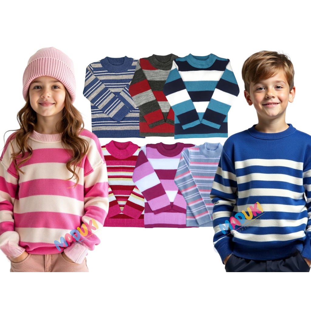 Kit 3 Blusas de Lã Tricot Infantil Juvenil Feminina Masculina Inverno em Oferta na Shopee