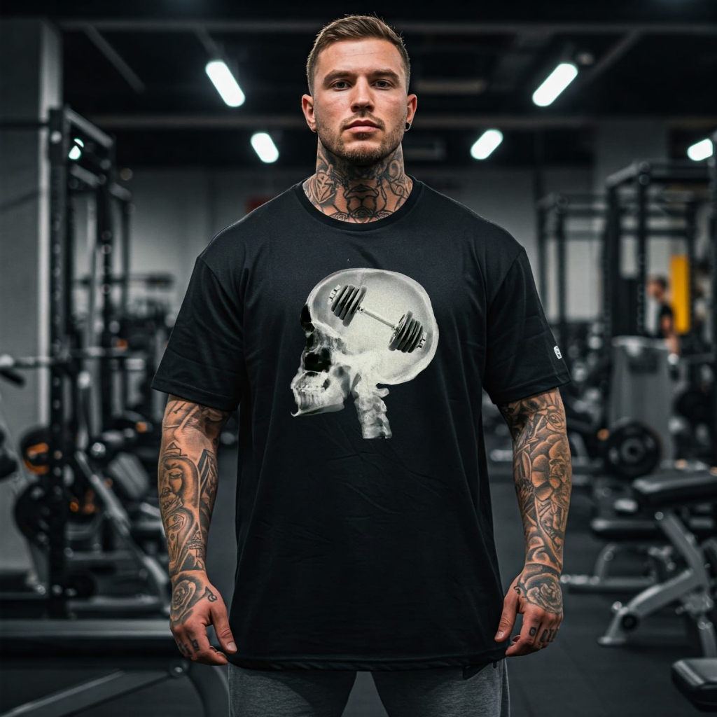 Camisa Camiseta Oversized Estilo Maromba Academia Estampa Raio X Só Penso Em Peso