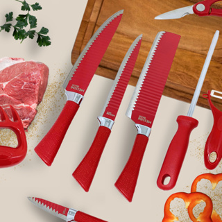 Kit Facas Chef Churrasco Inox Antiaderente 8 Peças | Messini Inox Com Chaira | Utensílios De Cozinha em Oferta na Shopee