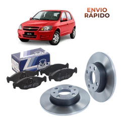 Par Disco de Freio + Pastilha Chevrolet Celta 2005 2006 2007 2008 2009 2010 2011 2012 2013 2014