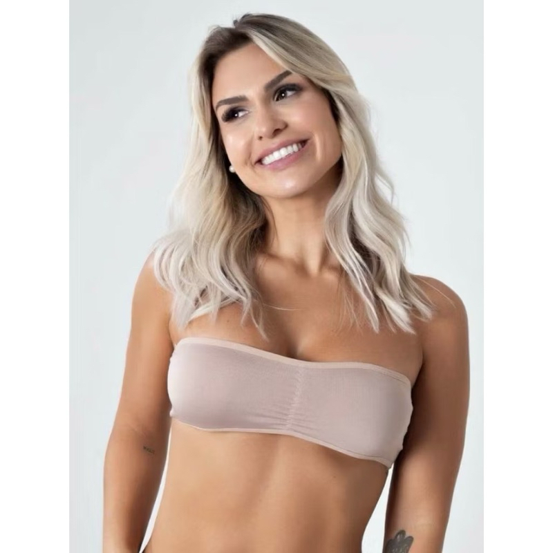 Sutiã Tomara que Caia Lingerie Bustiê com Bojo Removível Top Faixa Bojo AKAIA