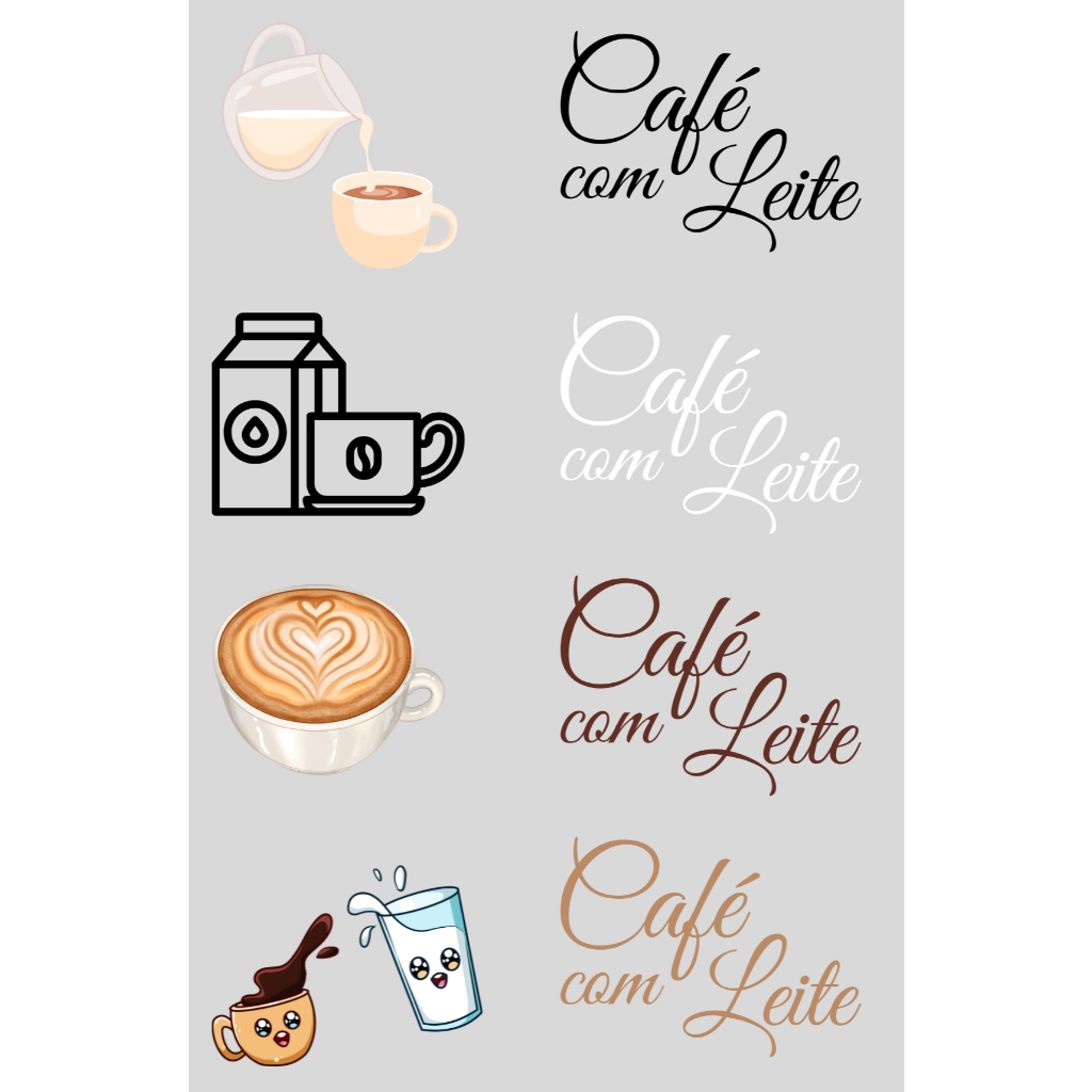 Stickers Adesivos Utilidades Domésticas - Café com leite - Alto relevo - "APLIQUE VC MESMO".