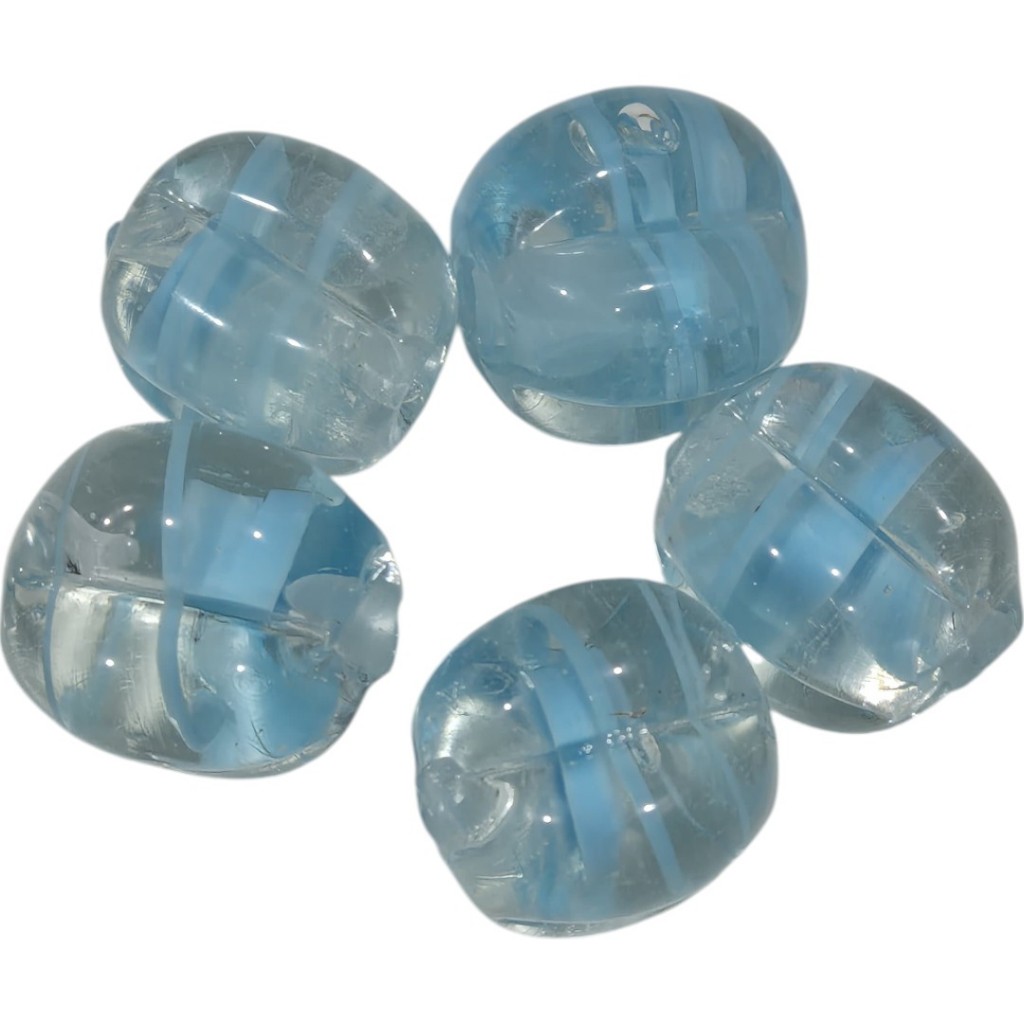 Kit C/ 3 ou 7  Unidades Firma De Murano Pitanga Cristal/Turquesa