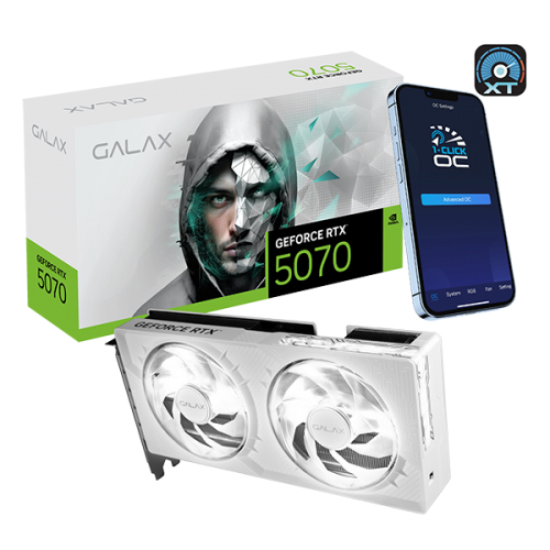 Placa de vídeo RTX 5070 12Gb Galax White 1-click OC GDDR7 192bits