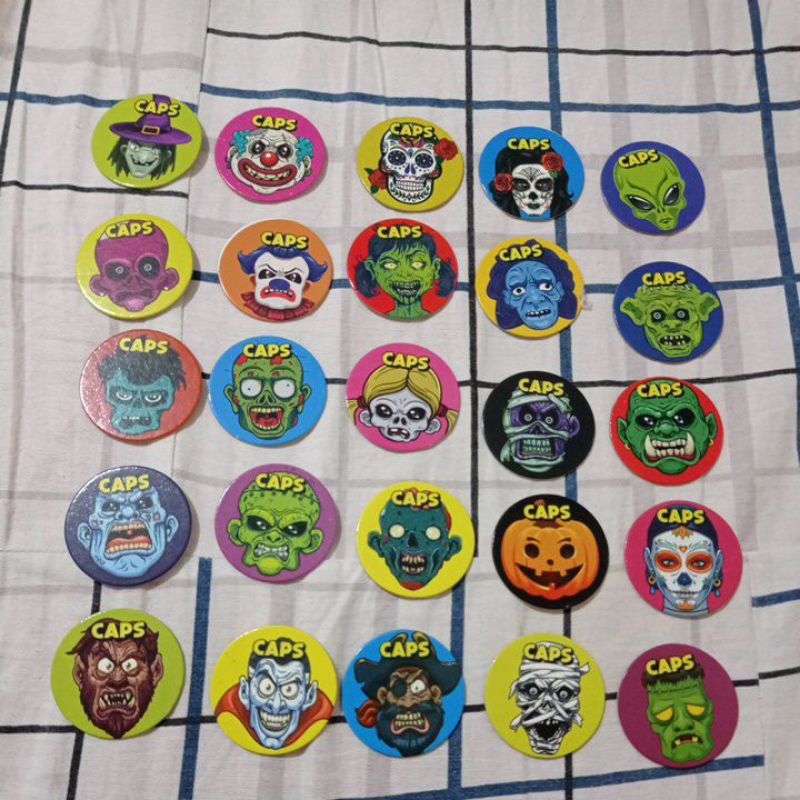 (Lote 58) - Lote com 25 Tazos Monster Caps da Buzzy (25/30)