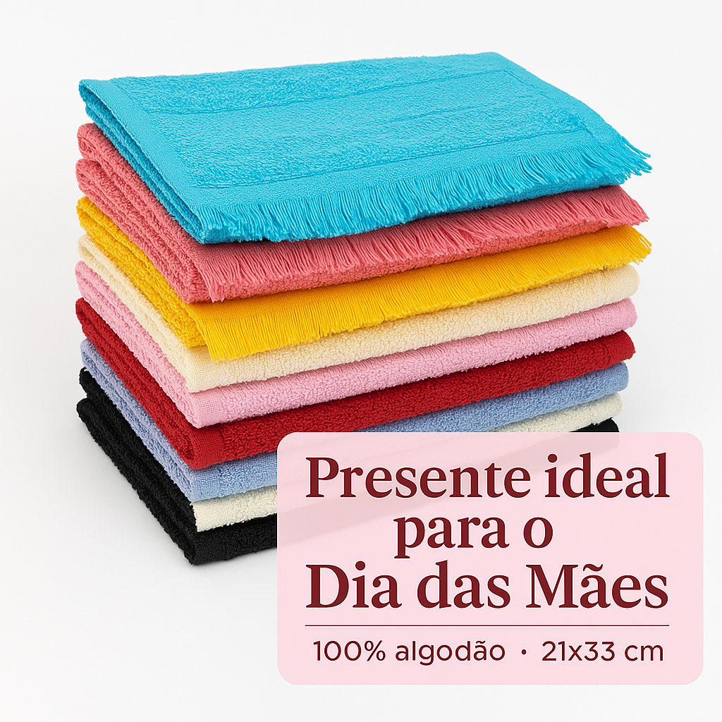 10 Toalhas de Mão Lavabo Coloridas 100% Algodão Ideal Presente Dia das Mães