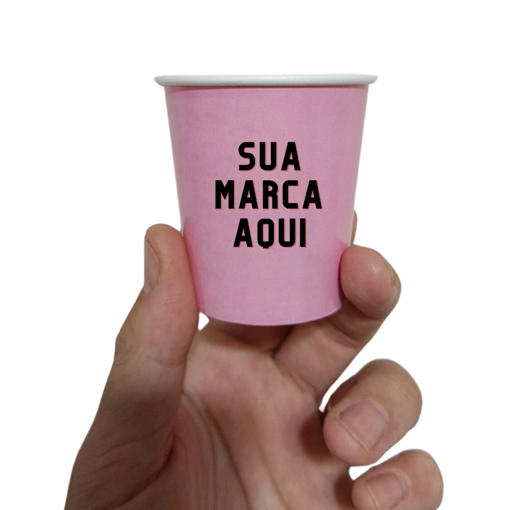 Copo Rosa 100 ml de Papel Personalizado - Pacote com 50 unidades em Oferta na Shopee