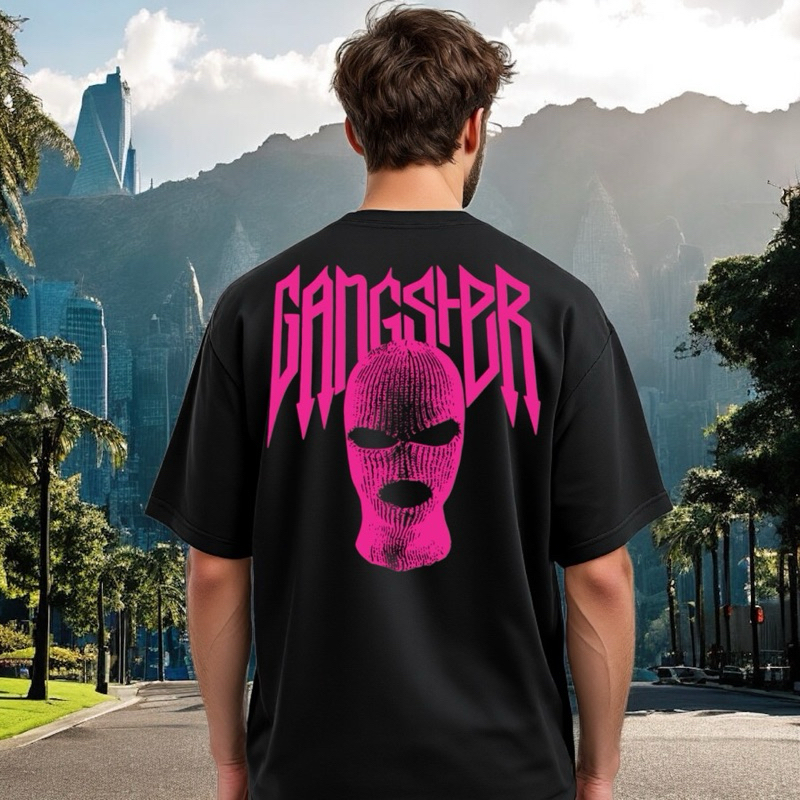 Camiseta Oversized Algodão Gangster Várias Cores Blusa Estampada Streetwear Moda Masculina