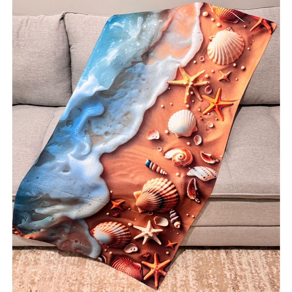 LANÇAMENTO Toalha de Banho CONCHAS AO MAR  para Praia e Piscina Grande Estampada em Oferta na Shopee