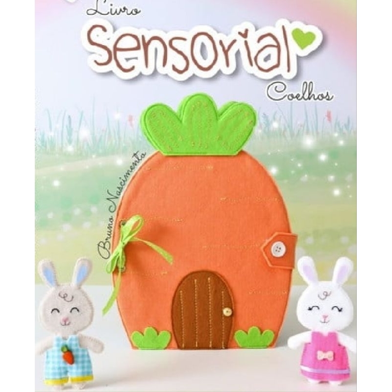 Livro Sensorial Coelhinho da Páscoa e sua casinha em feltro Quiet Book