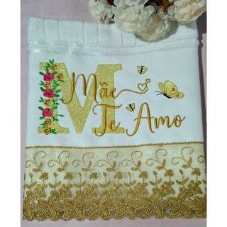Presente para dia das mães toalha de mão personalizada em bordado.